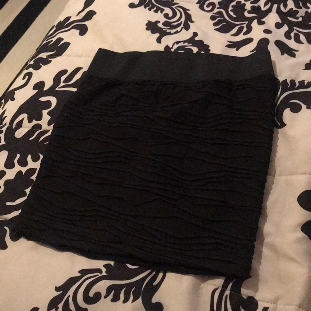 Textured black dress skirt